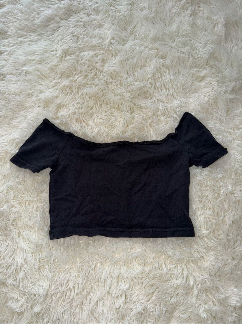 ASOS us size 2 black off the shoulder sleeves crop top